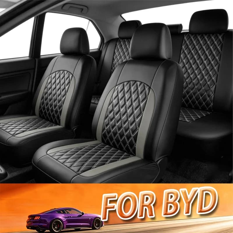 5-seat universal car seat cover For BYD 9pcs，Protective seat, PU leather, easy installation, reserved airbag position