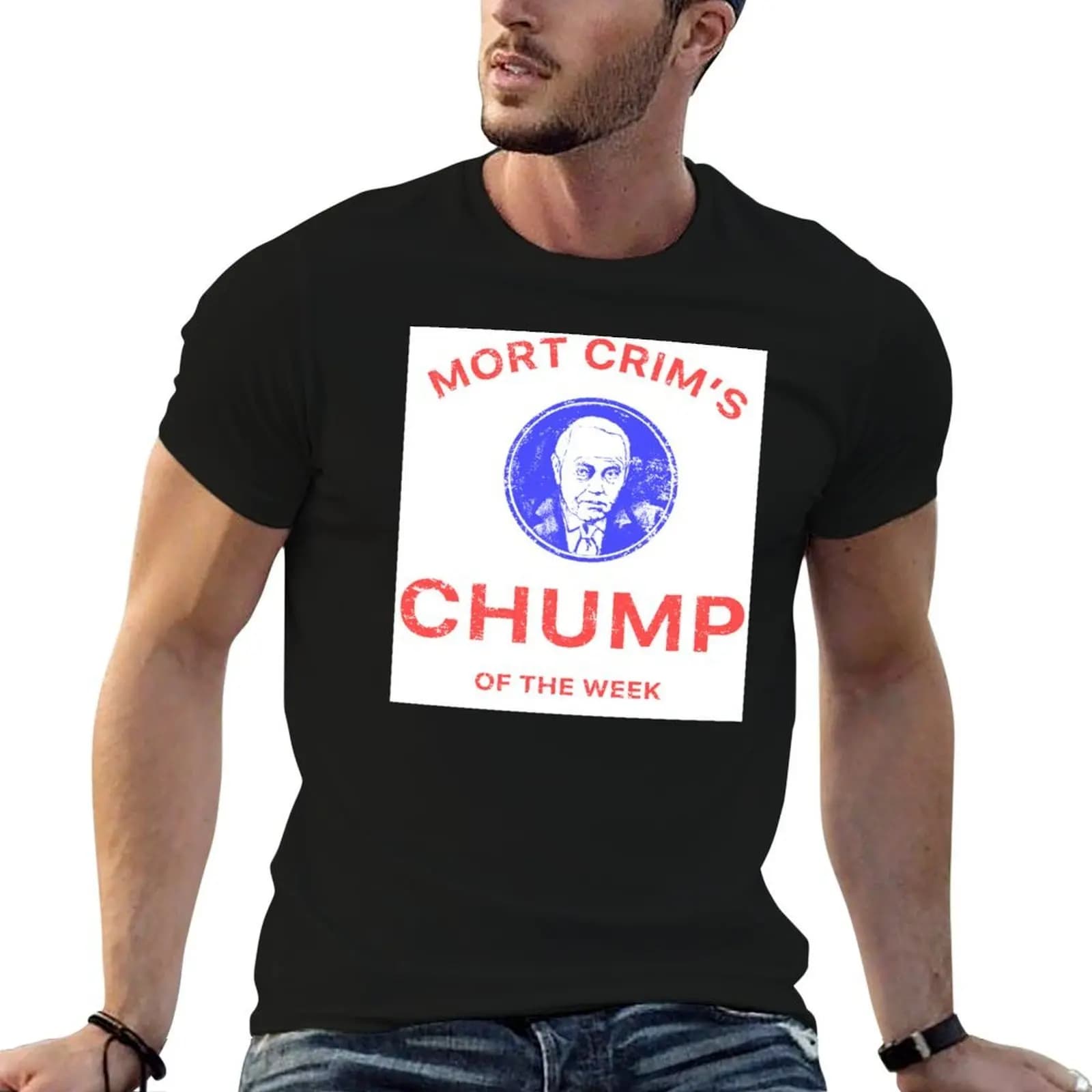 T-shirt da uomo Mort Crim's Chump of the Week, t-shirt da uomo in cotone, t-shirt da uomo con grafica, t-shirt