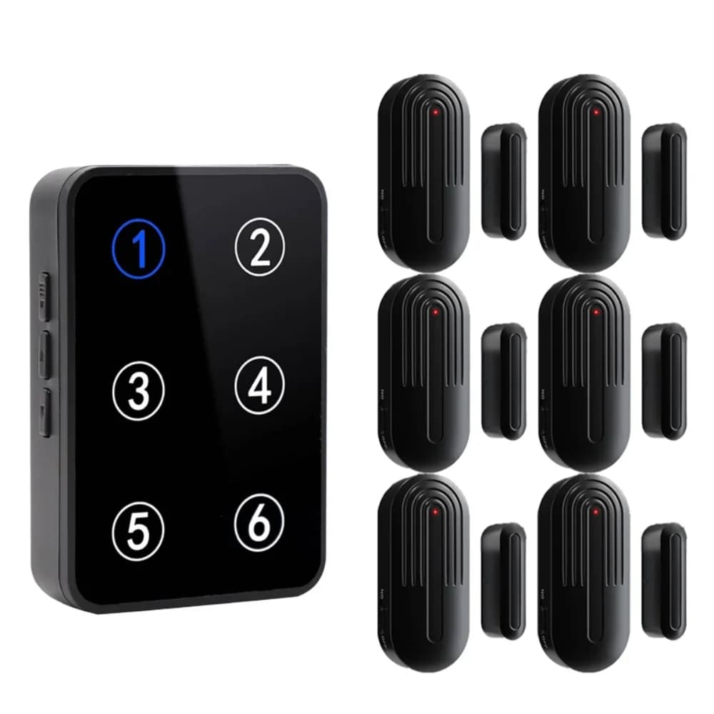 Wireless Door Window Alarm Kit, 1 Receiver + 6 Magnetic Contact Sensors Home Security Burglar Entry Alert System