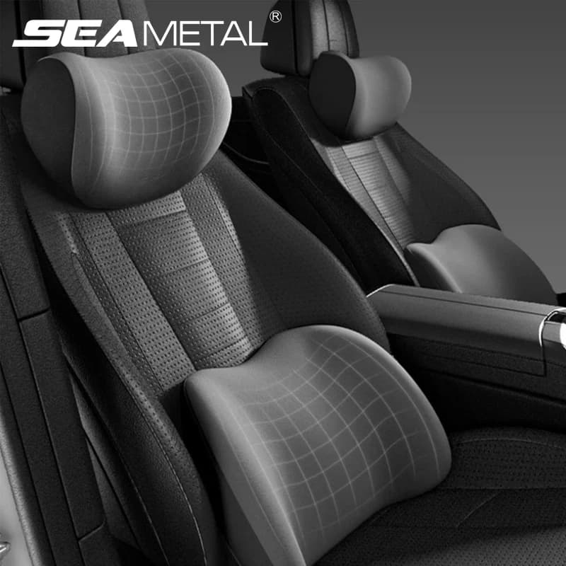 SEAMETAL Memory Foam Cuscino per il collo dell'auto Cuscino di supporto lombare Ergonomia Cuscino per poggiatesta Fodera lavabile traspirante Riduce il dolore