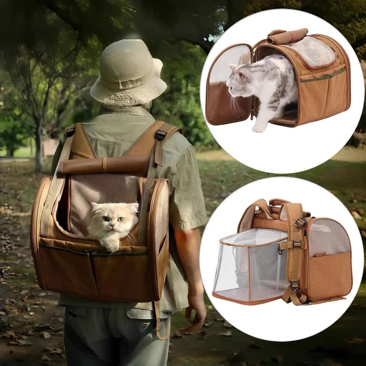 Borsa da trasporto per gatti portatile da esterno, zaino traspirante e confortevole per il trasporto di animali domestici, zaino pieghevole per gatti e gattini