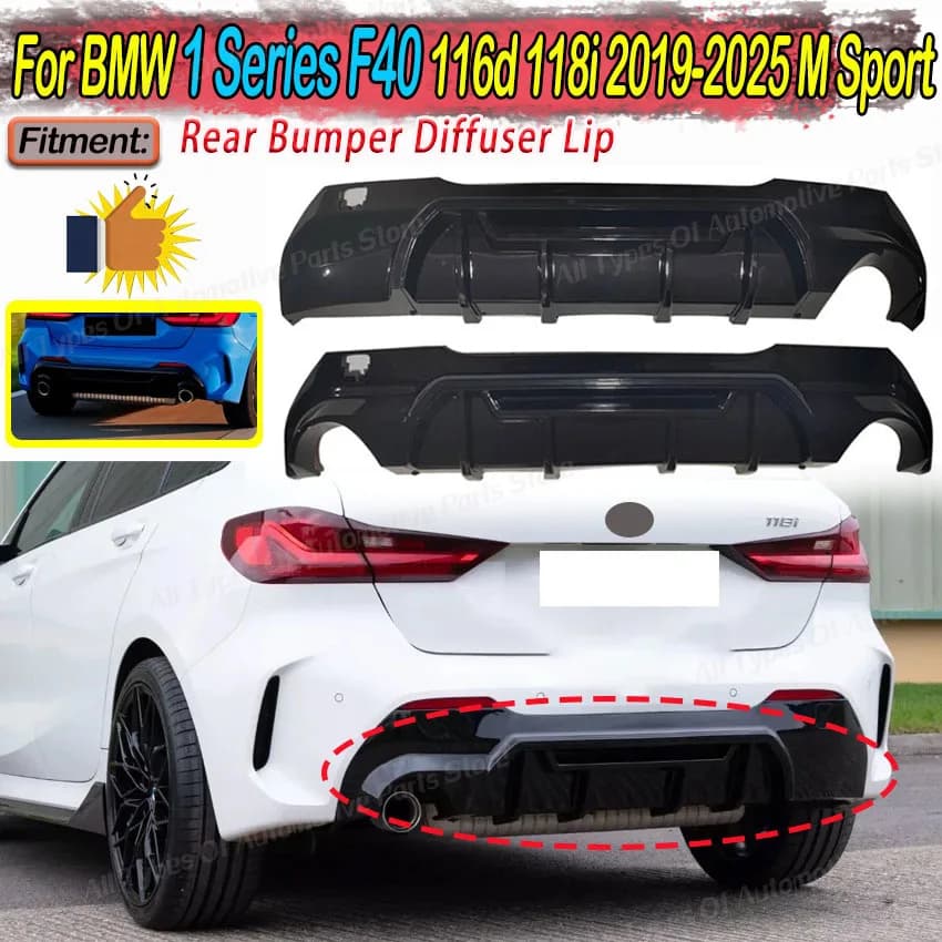 Rear Bumper Diffuser Lip for BMW 1 Series F40 116d 118i 2019-2025 for M Sport Competitive Style Spoiler Plate Body Kit Tuning