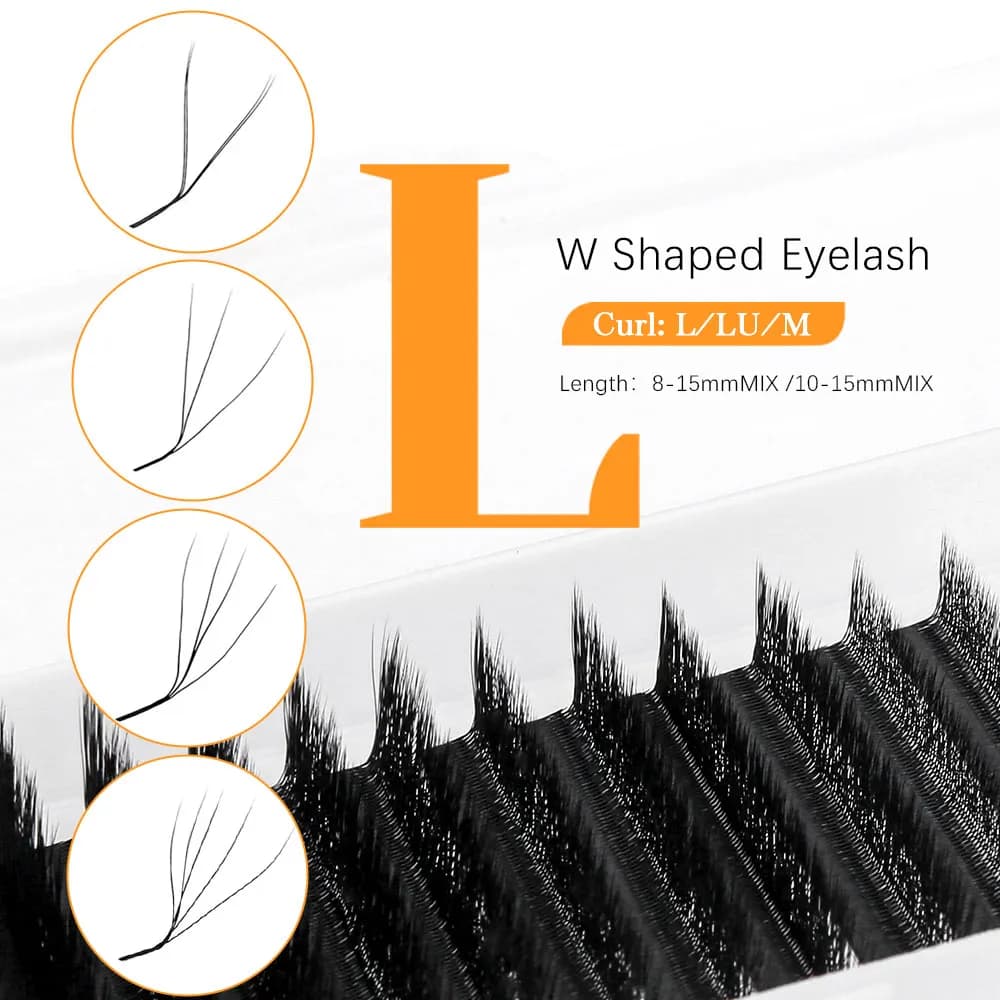 MASSCAKU LU/L Curl YY 3D 4D 5D W Hand-made style extender Soft fiber Natural eyelash effect Mix length 8-15 mm per salon