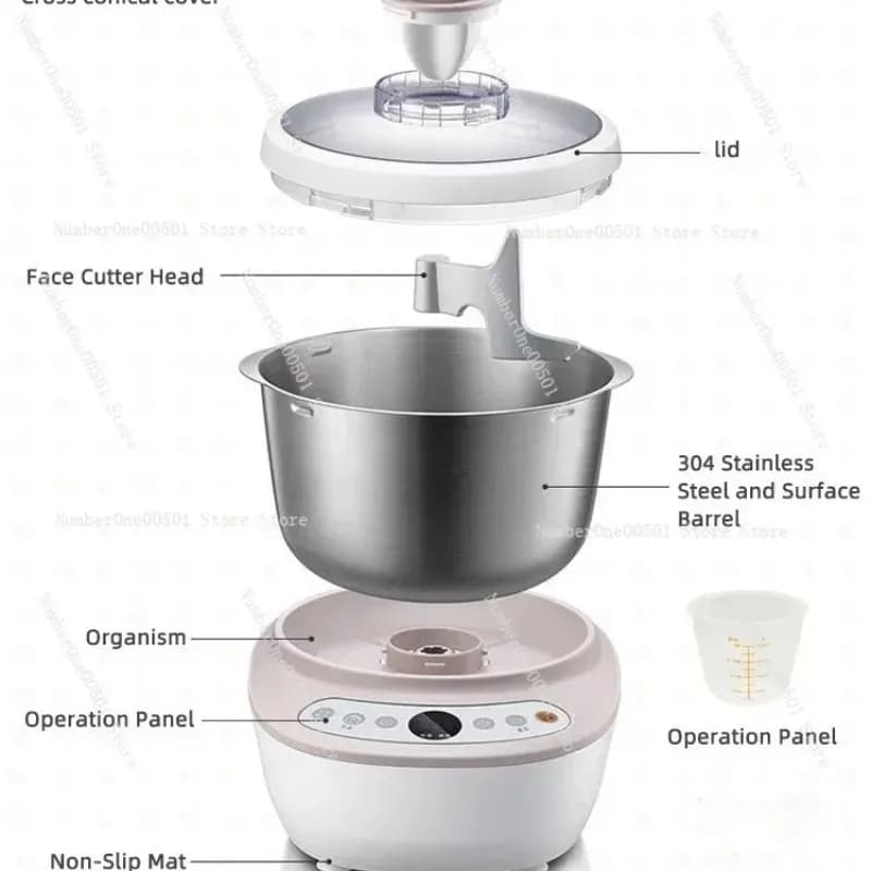 7LHousehold dough mixing machine Intelligent timing kneading stirring and baking pasta European British and US standards