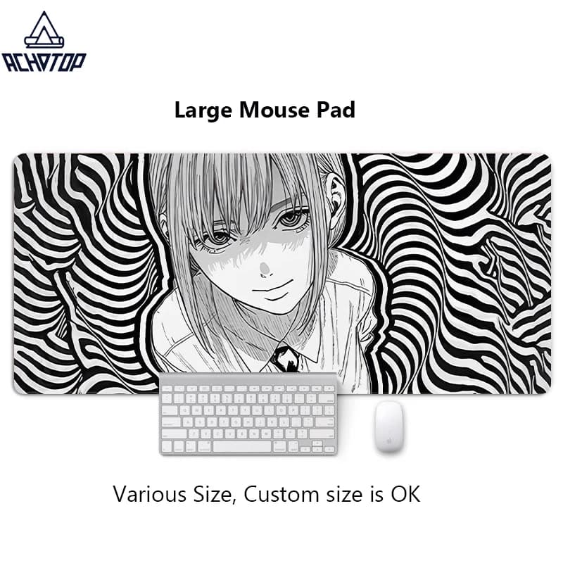 Tappetino per mouse per ragazza anime bianco nero Tappetino per mouse da gioco antiscivolo Tappetino per mouse per giocatori Tastiera meccanica da gioco Tappetino da scrivania XXL