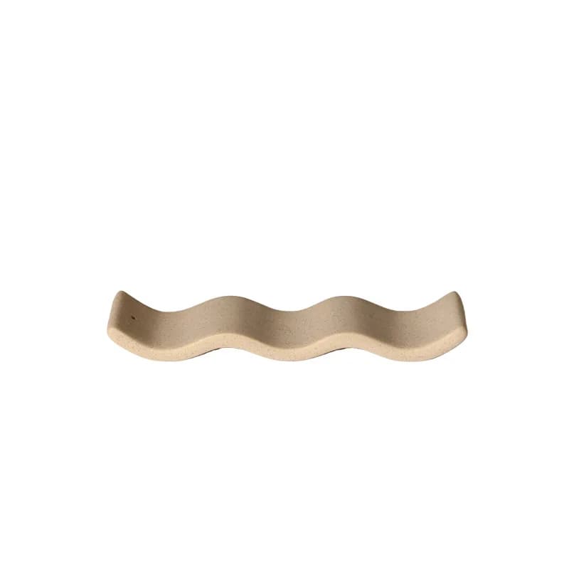 Wabi Sabi Wave Ceramic Incense Holder, Meditation Healing Ins Stick Tray, Minimalist Desktop Fragrance Base Ornament