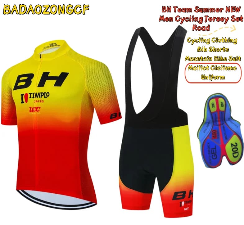 BH Team 2023 Summer NEW Men Cycling Jersey Set Road Cycling Clothing Bib Shorts Mountain Bike Suit Maillot Ciclismo Uniform