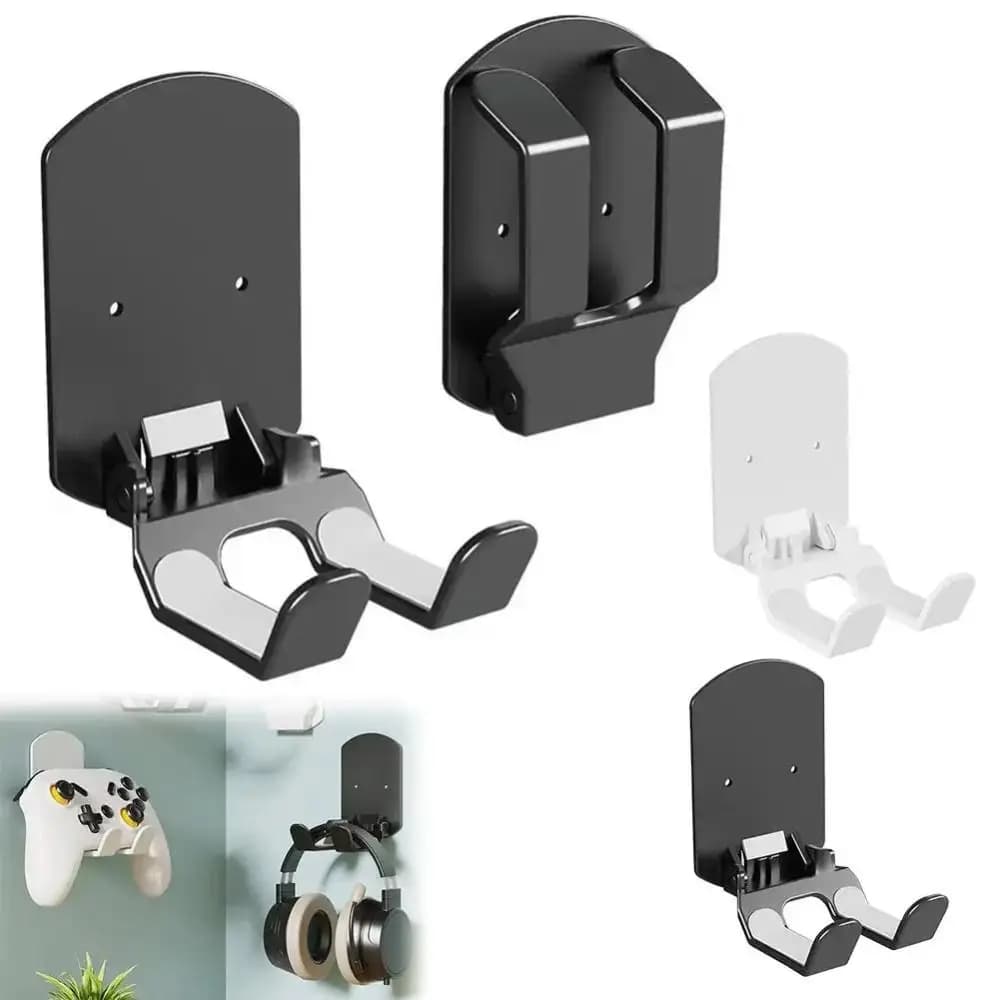 Wall mounted folding headphone stand, space saving, silicone, with anti-slip bearing, headphone bracket, installation without holes, universal