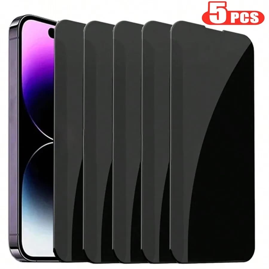 5 pezzi di protezione per lo schermo del smartphone anti-spia, protezione per la privacy, resistente ai graffi, in vetro temperato, con copertura completa
