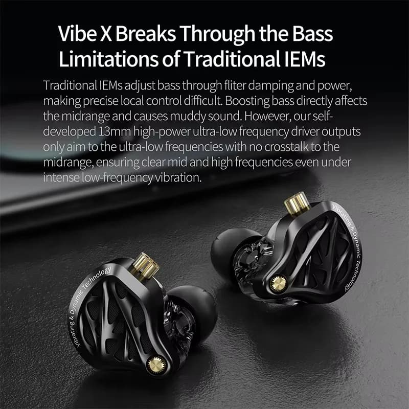 Hot Kz Vibe X Low Frequency Vibration Earbuds Hifi Deep Bass Headset Stereo Sound In-Ear Earphones For Music Gaming In Stock