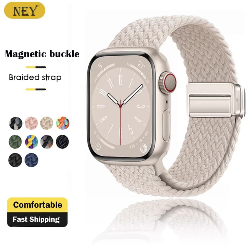Cinturino intrecciato per cinturino Apple Watch 40mm 44mm 42/46mm 49mm 45mm 38/41mm Bracciale con fibbia magnetica Serie 10 SE 9 8 7 6 5 4 Ultra 2