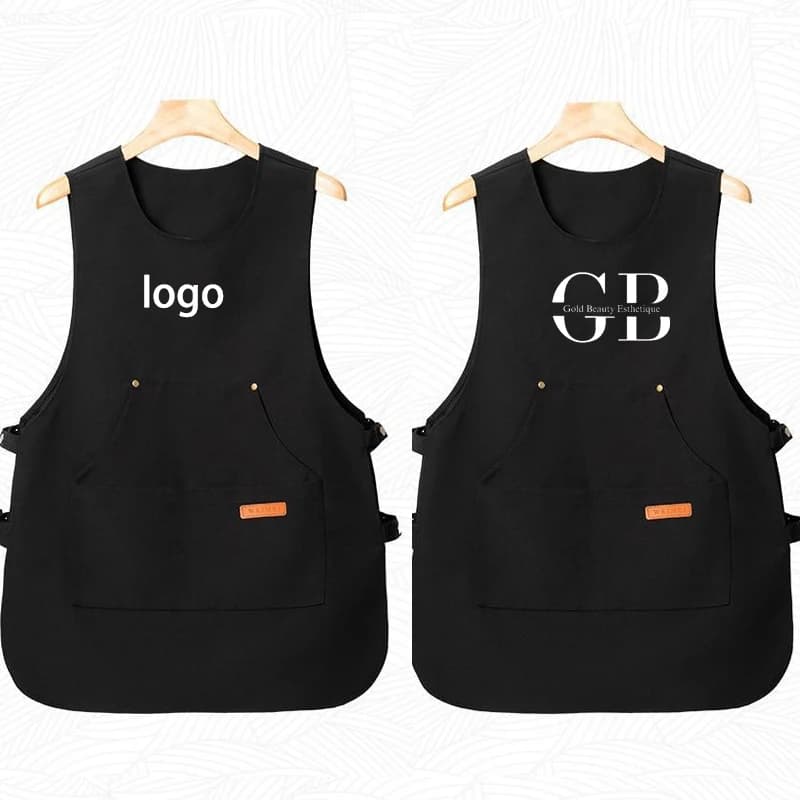 Nuovo arrivo: elegante grembiule repellente Wateroil logoprintato per il personale del servizio di ristorazione, cucina domestica, uso quotidiano