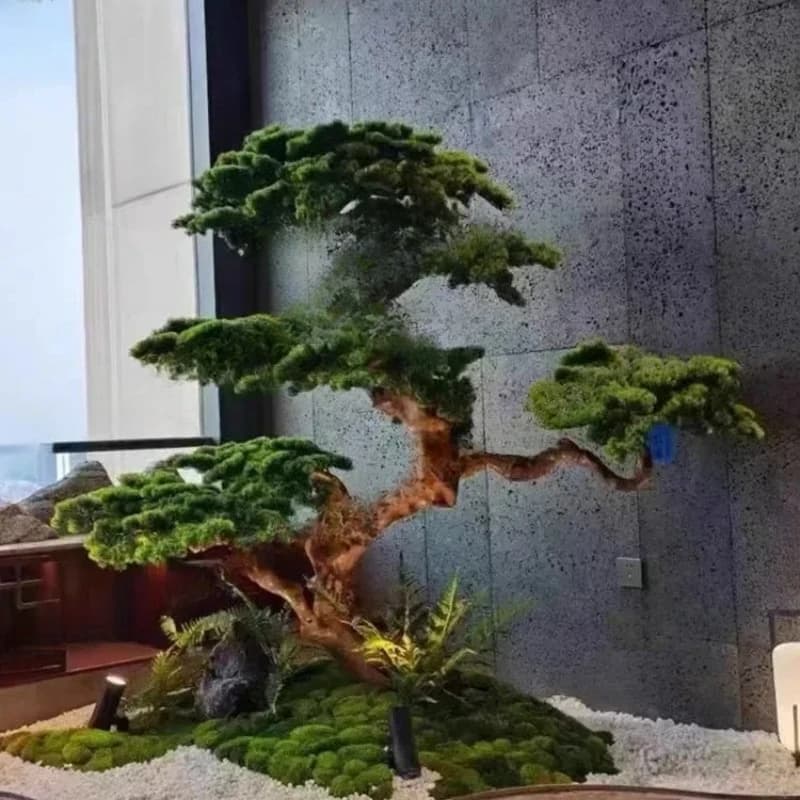 Albero di Pino Artificiale Podocarpus Macrophyllus, Grandi Alberi Finti, Piante Verdi per Paesaggistica, Decorazione per Hotel e Corridoi