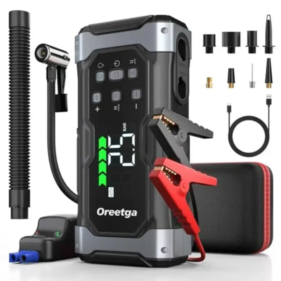 Avviatore d'emergenza per auto 9000A con compressore gonfiatore/sgonfiatore d'aria 9 in 1, power bank portatile per tutti i veicoli a benzina e diesel 14L