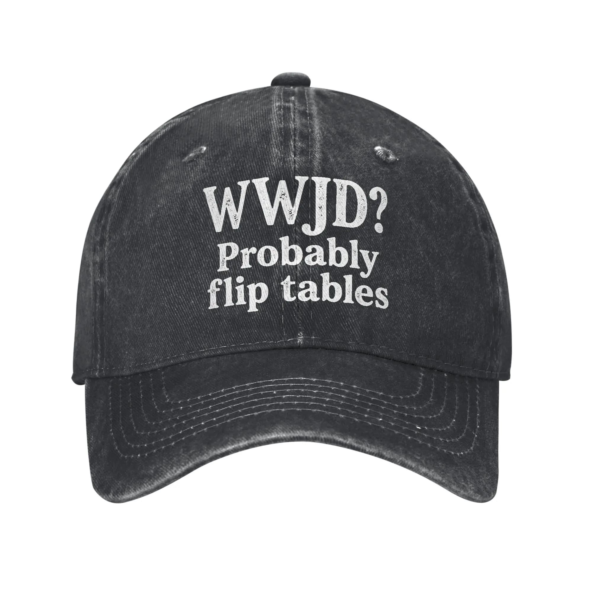 Summer Cap Sun Visor WWJD Probably Flip Tables Distressed Text Graphic Hip Hop Caps Cowboy Hat Peaked Hats