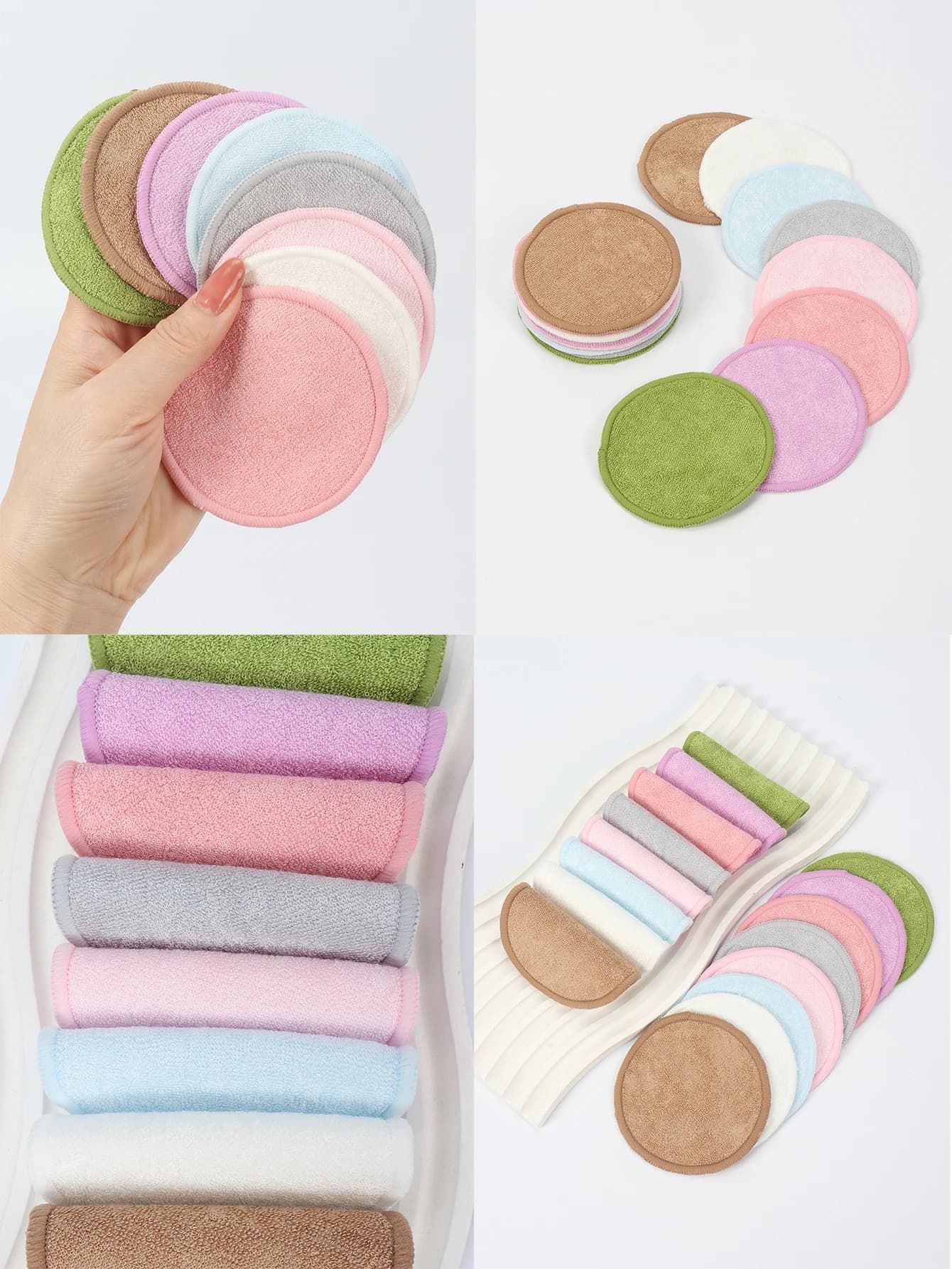 5/10/20 Confezione Riutilizzabili Dischetti struccanti Lavabile Viso Pulizia Soffio Panno Spugna Pulita Crema Liquida Strumenti Rimozione Cosmetica