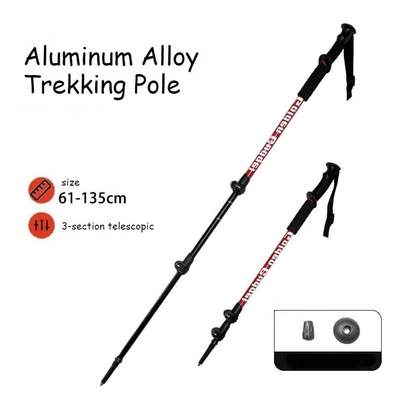 Aluminum Alloy Trekking Stick Walking Stick Adjustable Mountain Print Trekking Hiking, Ultralight With Tungsten Tips