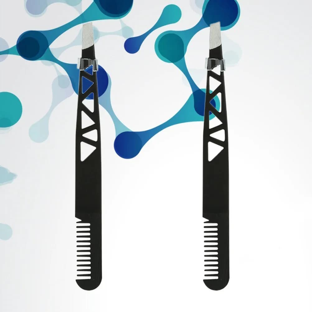 2Pcs Ergonomic Eyebrow Tweezer Set with Comb Premium Dual Use Eyebrow Grooming Tool Non Slip Surface Easy Carry Makeup Accessory
