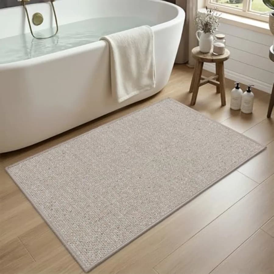 Tappeto da Bagno Antiscivolo Lavabile 24x43 Ultra Sottile, Tappetino Assorbente ad Asciugatura Rapida con Base in Gomma, Tappeti da Bagno a Pelo Corto per Doccia