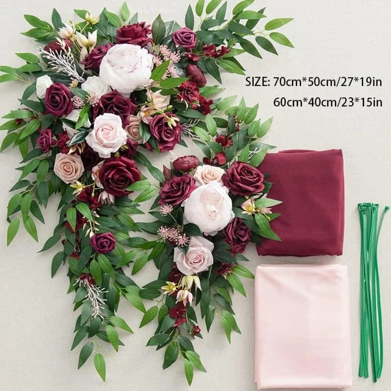 Vino rosso rose artificiali archi tende di fiori decorazioni di nozze feste feste prati decorazioni per esterni