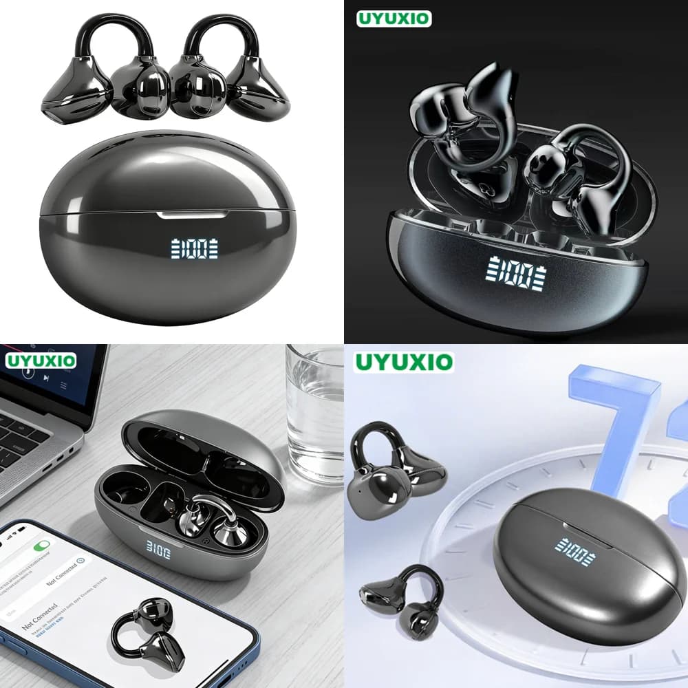 Auricolari Wireless UYUXIO BT 5.4 con 48 Ore di Autonomia, Audio HiFi Stereo, Chiamate Nitide, Impermeabili IP7 per Telefoni e Sport