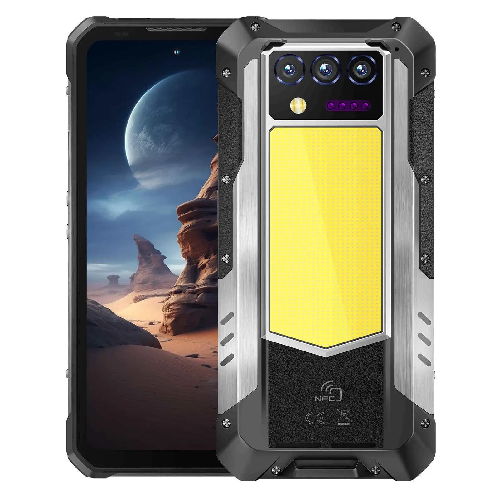Oukitel WP100 Titan 5G Smartphone Rugged con Proiettore, Fotocamera 200MP, Batteria 33000mAh, Ricarica 66W, 16GB+512GB, Display 6.8'' 120Hz, Luce da Campeggio, Android 14, NFC