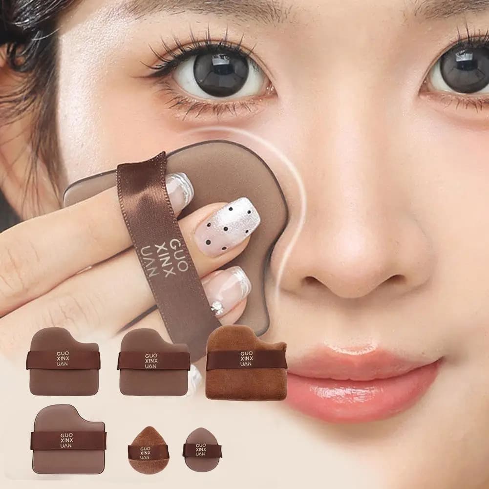 6 pezzi mini frullatore per trucco soffio miscelazione rapida colore cioccolato spugna per trucco strumento per trucco soffio di polvere per uso asciutto e bagnato per la bellezza della donna