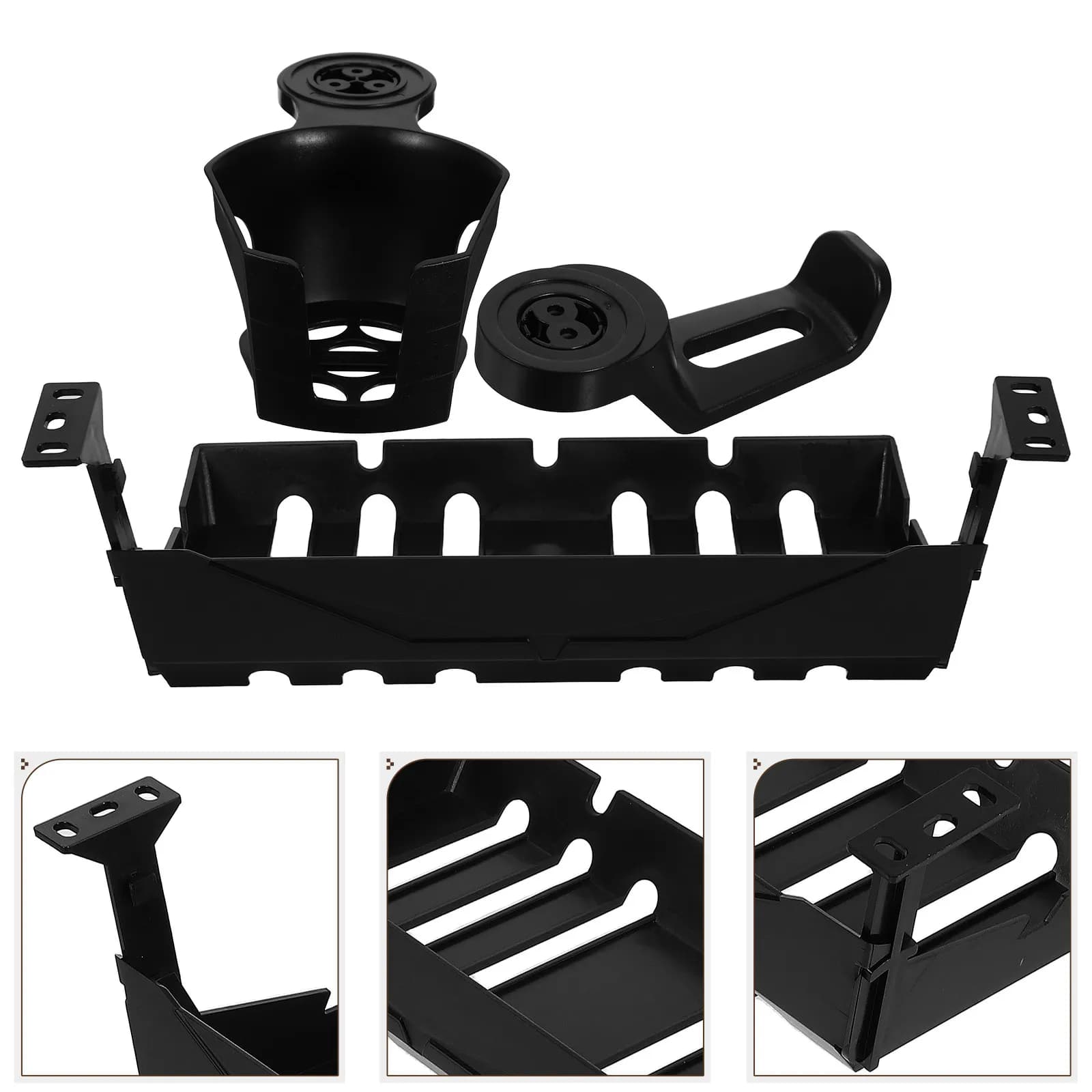 Set di Accessori per Scrivania da Gaming: Supporto per Cuffie, Portabicchieri, Organizzatore Cavi e Vassoio Sotto Scrivania per Casa, Ufficio e Gaming