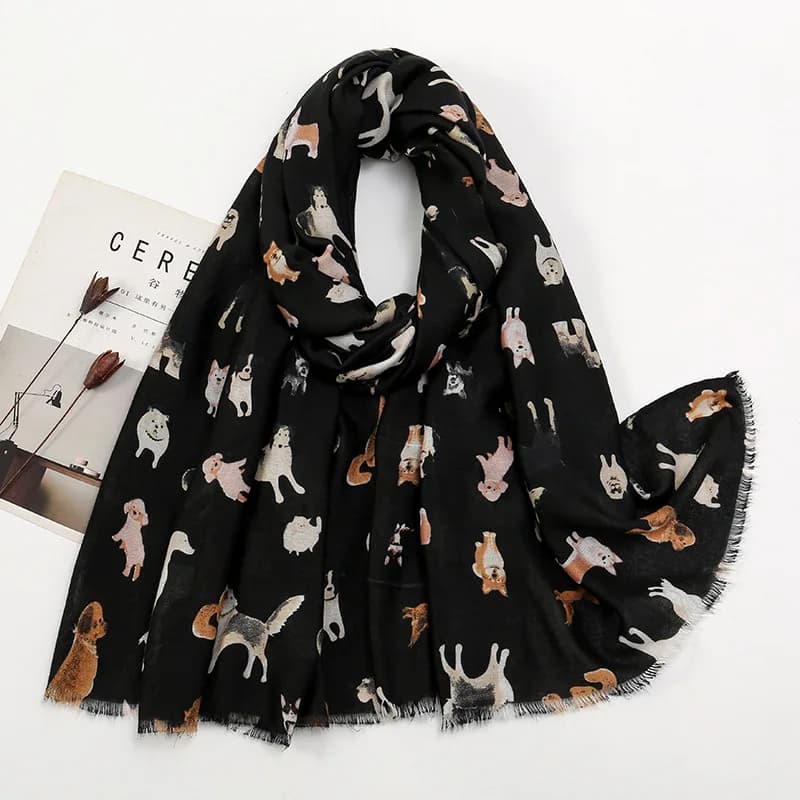 Bassotto Cane Gatto Modello Frangia Scialle di viscosa Sciarpa Donna Stampa Morbida Versatile Sciarpe e Impacchi resistenti al freddo Pashmina Hijab musulmano