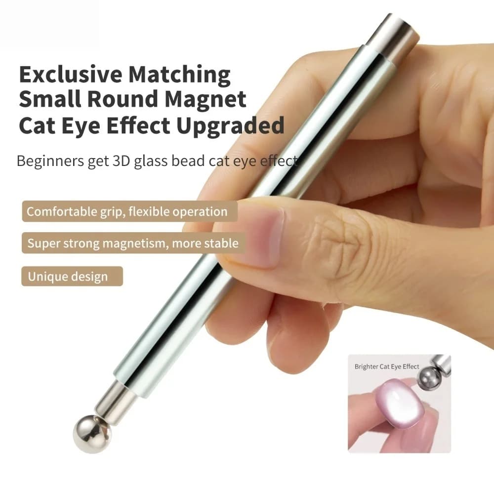 Cat Eye Nail Art Magnetic Stick With Ball Magnet Double Head Cylindrical Strong Magnet Pen UV Gel Nail Manicure Design DIY Tools