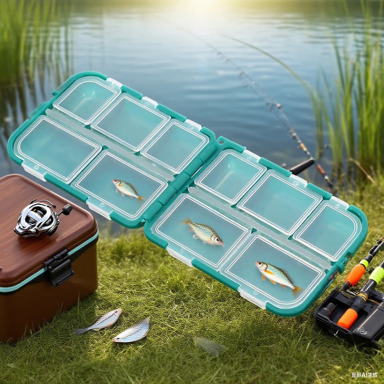 Scatola per attrezzatura da pesca 10 sezioni Esca da pesca Gancio per esca Contenitore per riporre l'attrezzatura per l'organizzatore della pesca Kit aggiuntivo