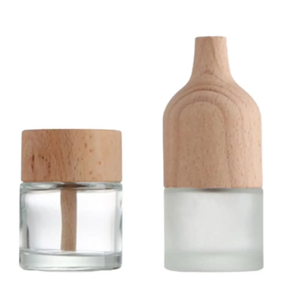 Bottiglia di Vetro Vuota per Fragranze, Ricaricabile, Creativa, Trasparente, per Diffusore Fai-da-Te con Tappo in Legno