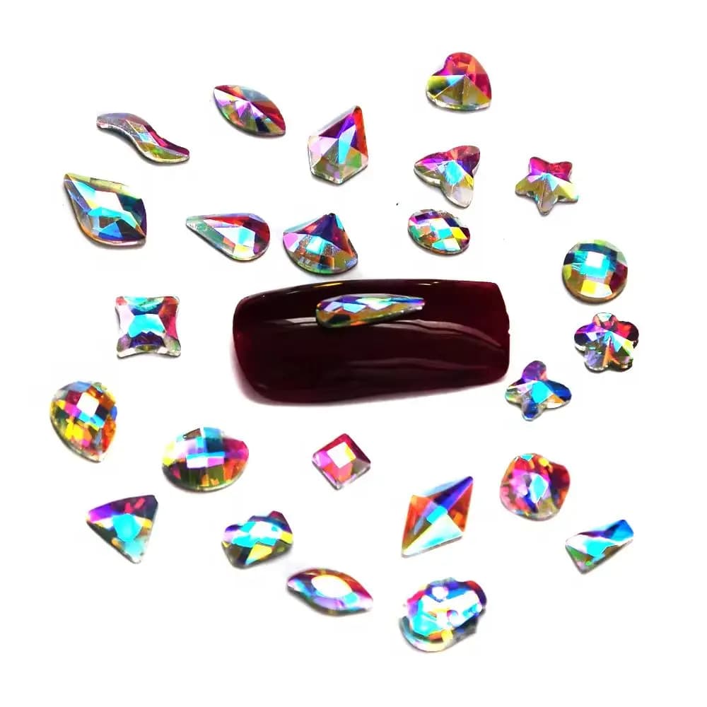 20pcs Fashion Nails Strass Crystal AB Rainbow Nail Art Mix Shapes pietre di vetro fantasia per decorazioni 3D con ciondoli per unghie