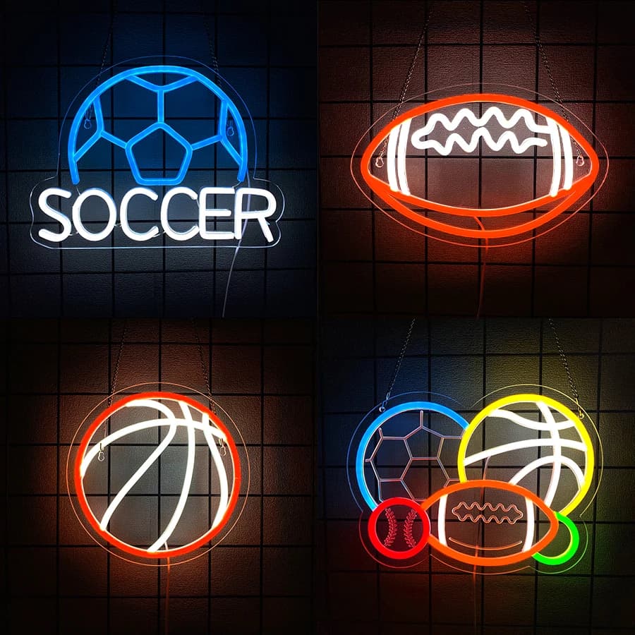 Five Ball Combination Neon Sign For Wall Decor, Led Neon Light Up Signs For Bedroom,Living Room,Game Room,Man Cave,Gym Decor