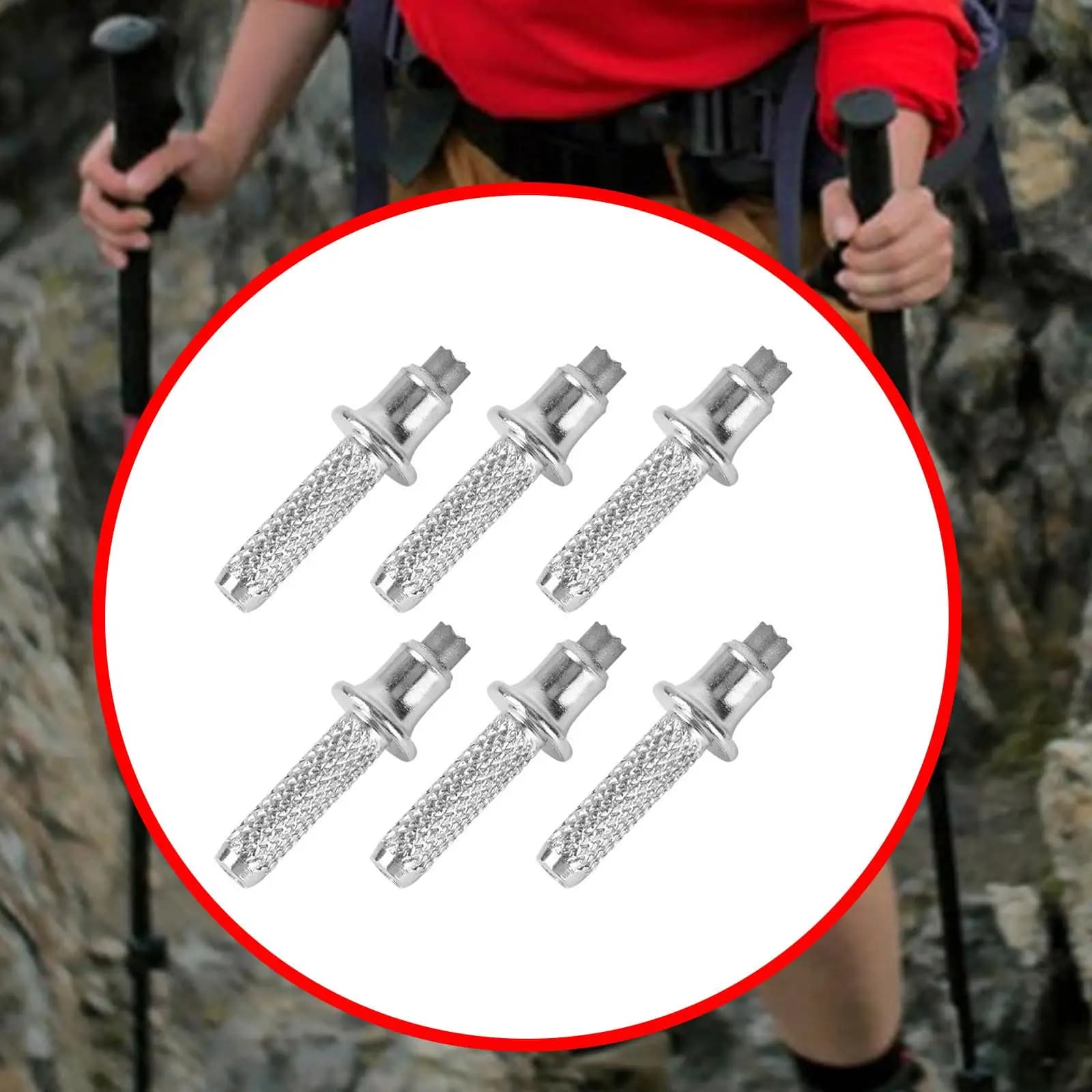6x Climbing accessories with trekking rod tip, walking stick tip with universal hood for camping mountaineering hat