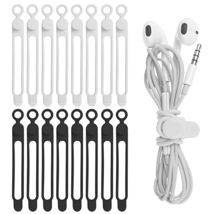 16Pcs"Silicone Cable Ties Cord Organizer for Cable Management, Reusable Cable Organizer Electronic Accessories Home, Office, Ki