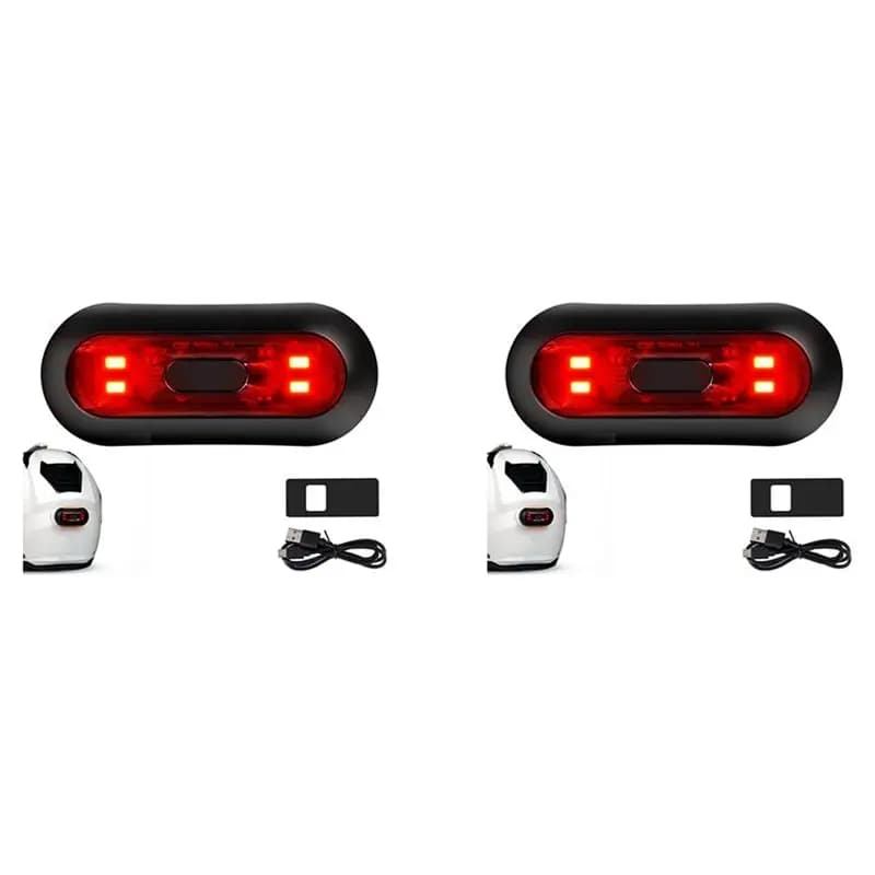 A60E-2X LED Helmet Light,Motorcycle Helmet Brake Light Rechargeable Bike Rear Red Safety Warning Light For Night Riding