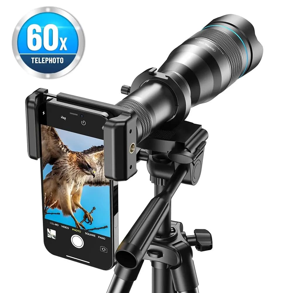 APEXEL 60X obiettivo del telescopio del telefono cellulare teleobiettivo astronomico Zoom con treppiede estensibile per iPhone Samsung tutti gli Smartphone