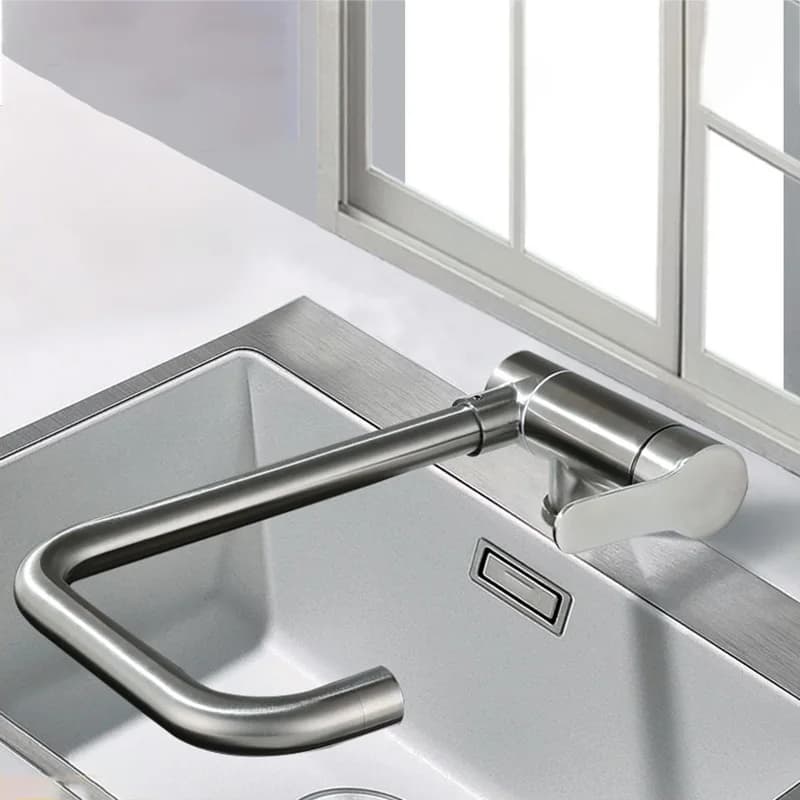 Rubinetto da cucina pieghevole per finestra interna in acciaio inossidabile miscelatore per acqua calda e fredda girevole a 360 gradi rubinetto per lavabo da bagno senza piombo