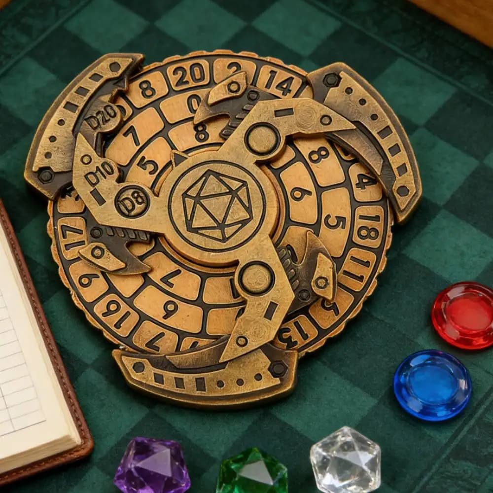 Set di Dadi Giroscopici D&D, 7 in 1 Set di Dadi in Metallo con Spinner per Dungeons & Dragons Giochi da Tavolo di Ruolo RPG Dadi Roulette