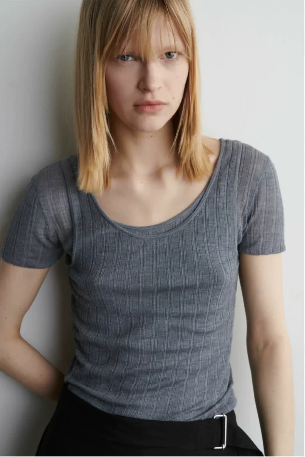 XIMIAN APPAREL 2026 YAZHIMEI cos summer new style of Women's Casual Shaping style rib-knit wool blend T-shirt