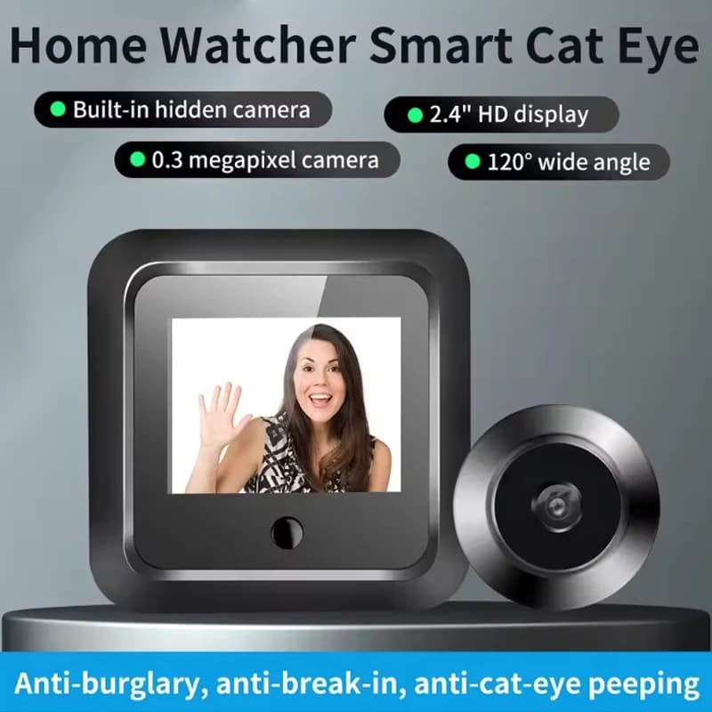 Telecamera per visore digitale con campanello intelligente da 2,4 pollici 120 ° Spioncino per porta domestica HD ultra grandangolare con monitor LCD