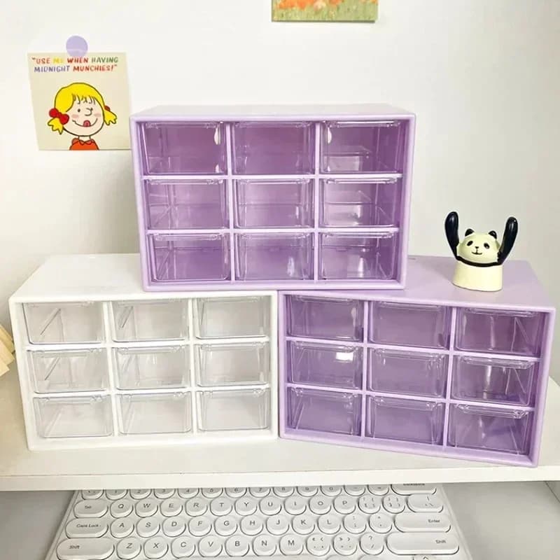 Organizer per cassetti a 9 griglie, trasparente, carino, piccolo cassetto divisorio, scrivania per studenti, scatola portaoggetti per articoli vari montata a parete