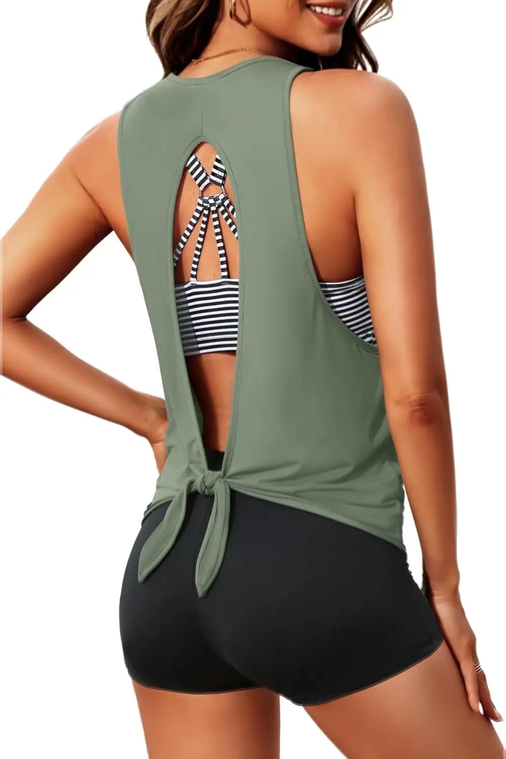 3 piece swimsuit tankini for woman, swimsuit with shorts and back discovery, sports swimwear