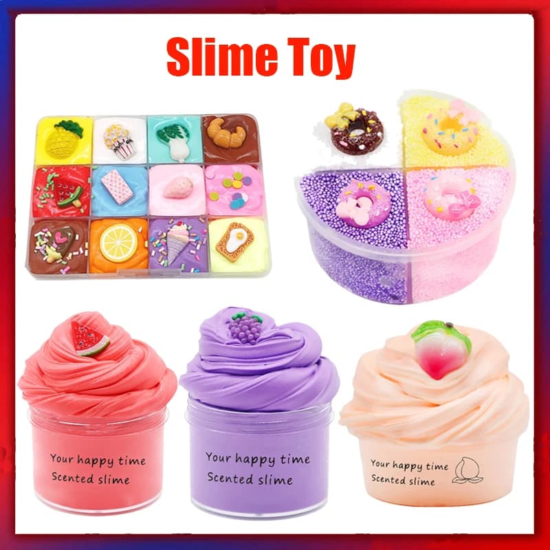 Slime alla frutta, colla soffice, ciondoli per slime, additivi per slime, forniture per argilla, kit per slime in plastilina, giocattolo per modellare il cioccolato per bambini