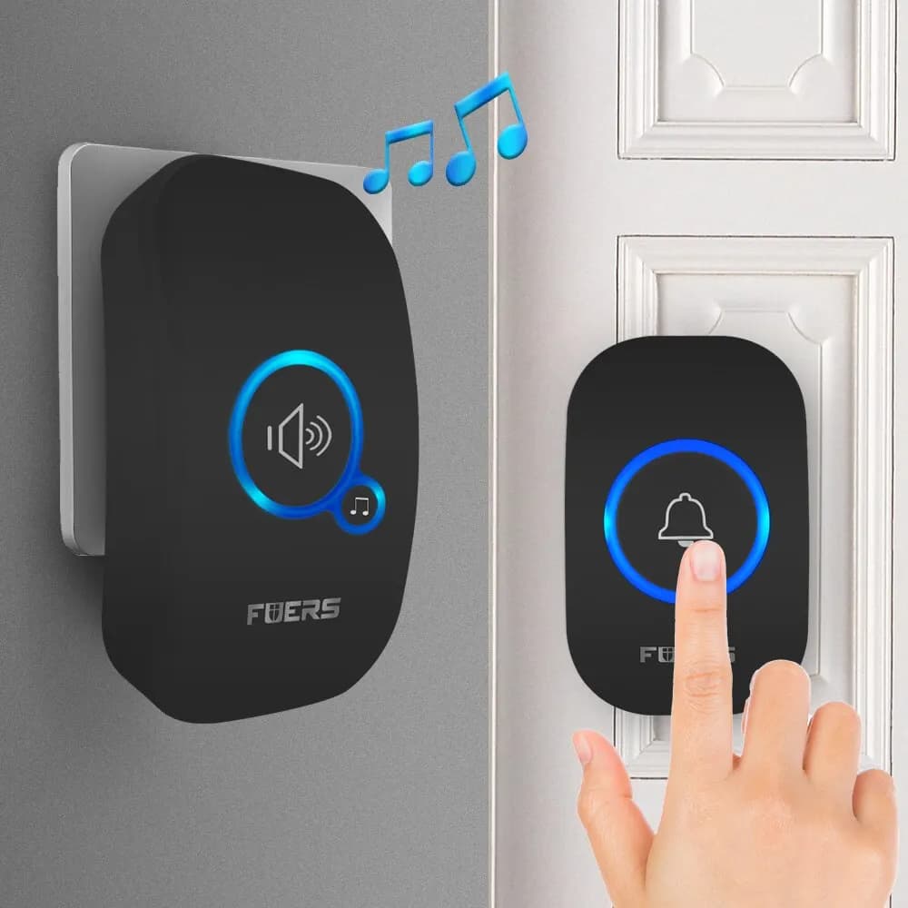 Fuers Campanello senza fili Campanello di benvenuto impermeabile Campanello per porta di casa Intelligente 32 brani Allarme intelligente con batteria per negozio Hotel