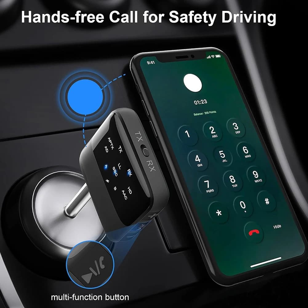 Bluetooth 5.2 HD low latency receiver transmitter 3.5 mm AUX Wireless audio adapter 2 in 1 for PC TV auto speaker, etc. [AAAE 2026]
