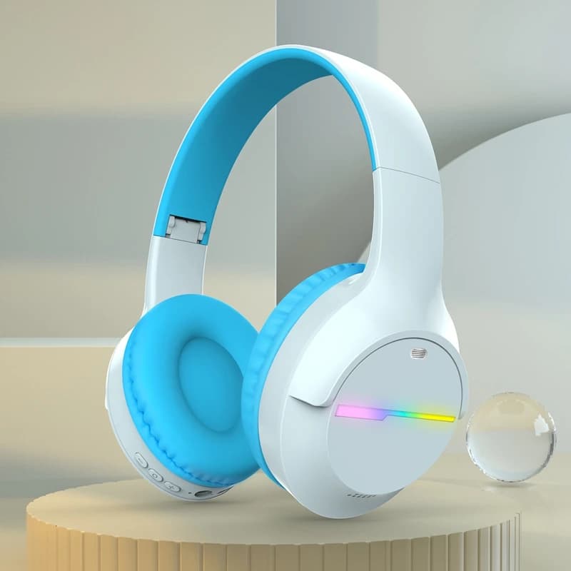 Wireless Bluetooth Headphones LED Light Up Headphones Over Ear Wireless Music Headset Stereo Headphones for Gaming PC Phone