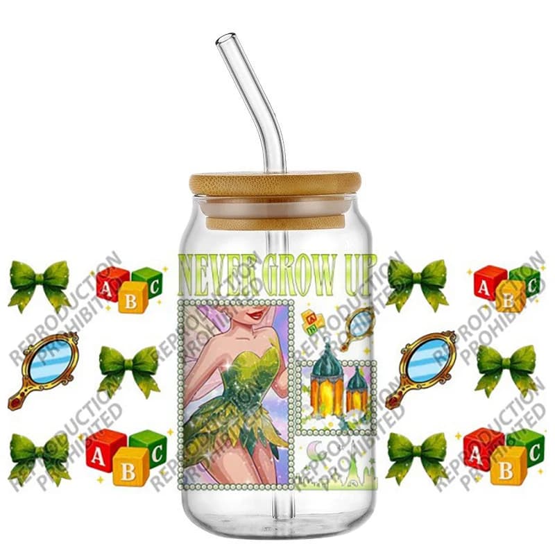 Adesivi in Vinile Impermeabili con Principesse dei Cartoni Animati per Laptop, Bottiglie d'Acqua, Tazze, Decorazioni Fai-da-Te per Bicchieri da 16 oz