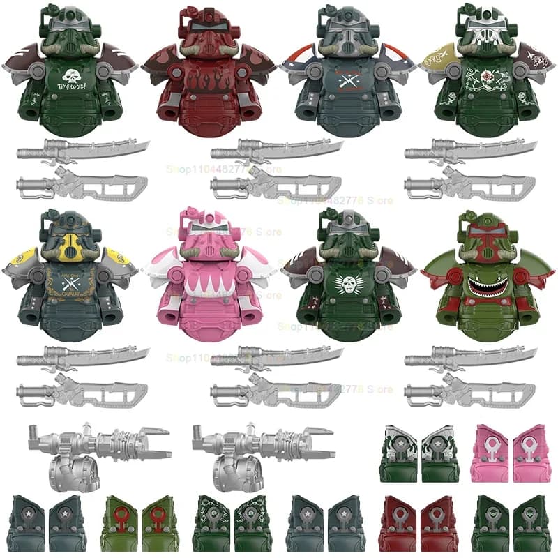 W1352 1353 1354 1355 Gioco Figure Action Figures Scena di assemblaggio Mattoni Armatura Soldati Accessori Building Blocks Giocattoli fai da te Regali